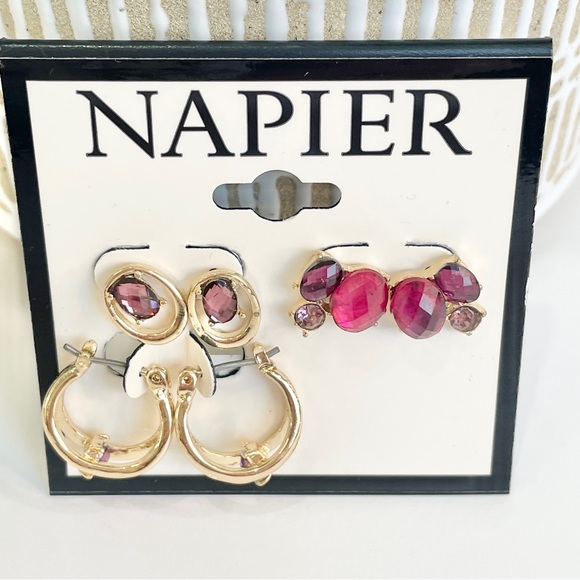 NWT Napier three pairs, pink, and gold earrings - Picture 4 of 5